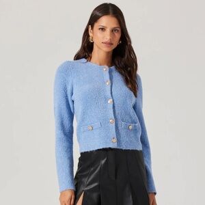 2/$30 ASTR the label Blue Teddy Cardigan size Medium